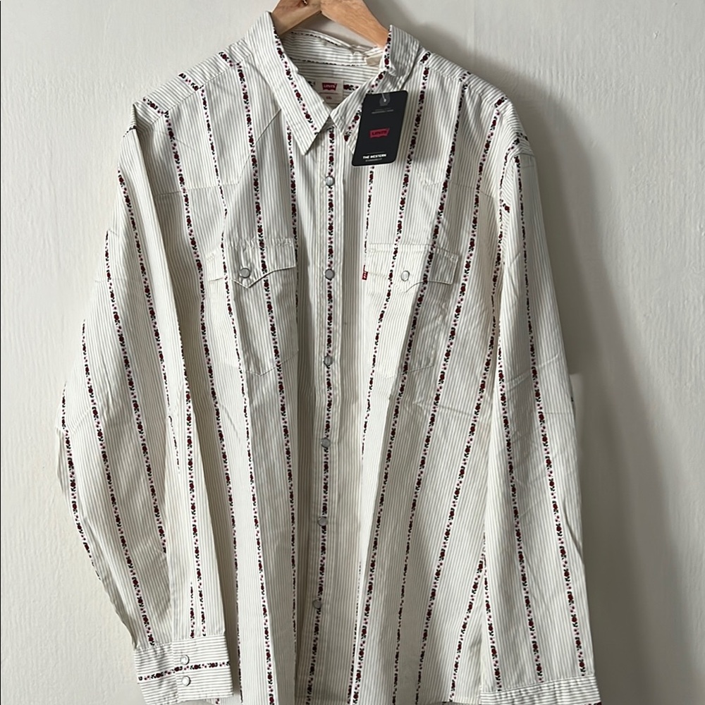 Levi's Cream and White Casual Button Down Shirt